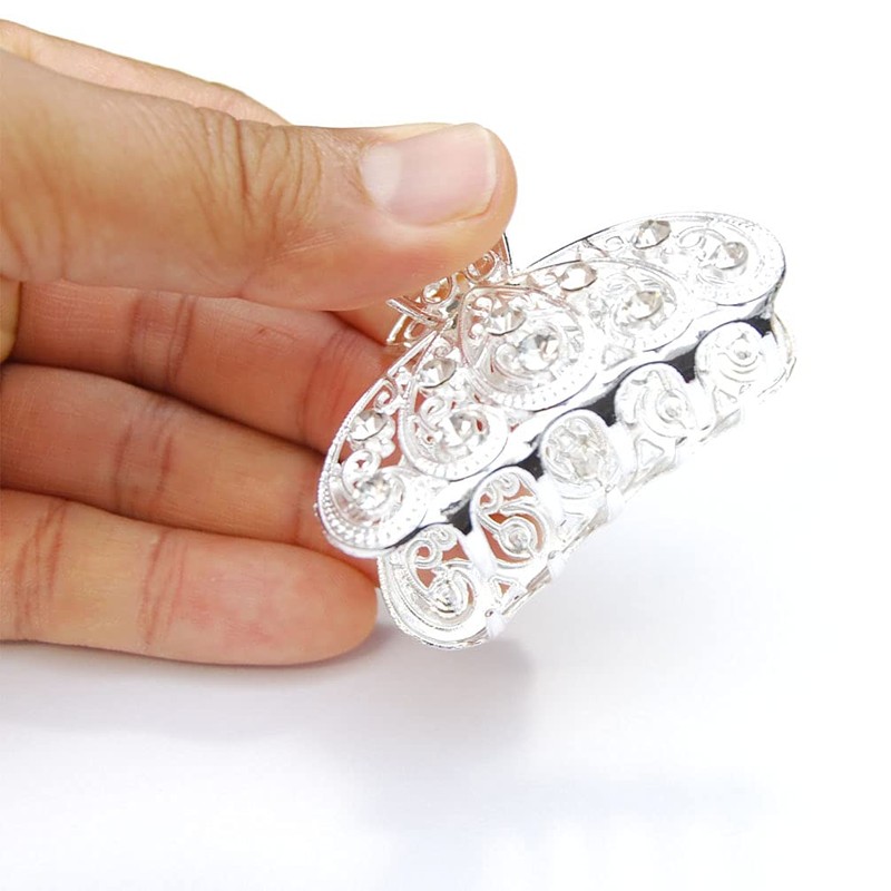 Luxxii - (2 Pack) 2" Mini Vintage Metal Crystal Rhinestone