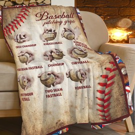 Baseball Blanket Soft Warm Cozy Sport Throw Blankets for Boys Girls Fuzzy Plush Blanket Lightweight Fleece Flannel Kid Adults Gift for Bed Couch Sofa 50"x40"