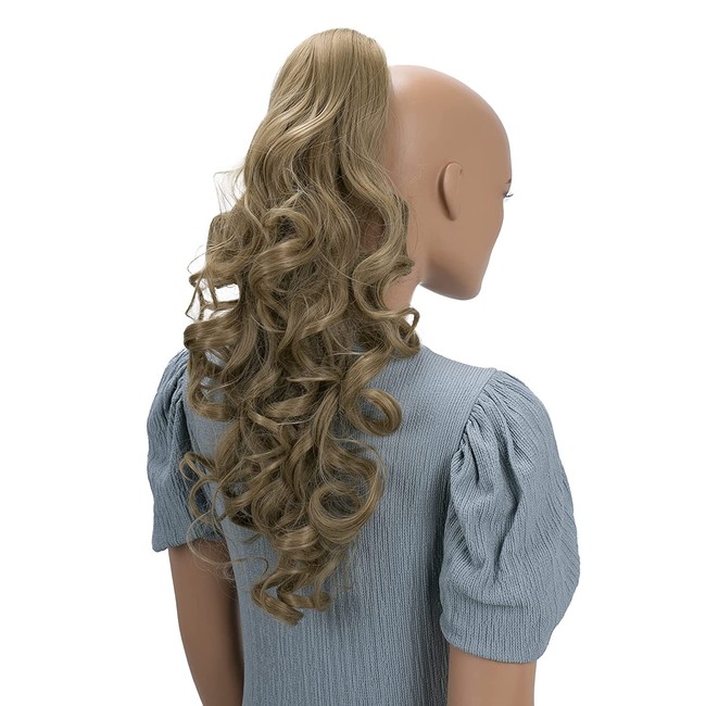 PRETTYSHOP 24" Hair Piece Ponytail Clip On Extension Long Voluminous Wavy Heat-Resisting Ash blonde # 16 H67