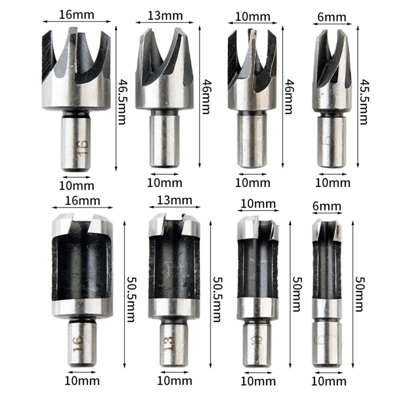 dophee 8Pcs Wood Plug Cutter Drill Bit Set, Straight and