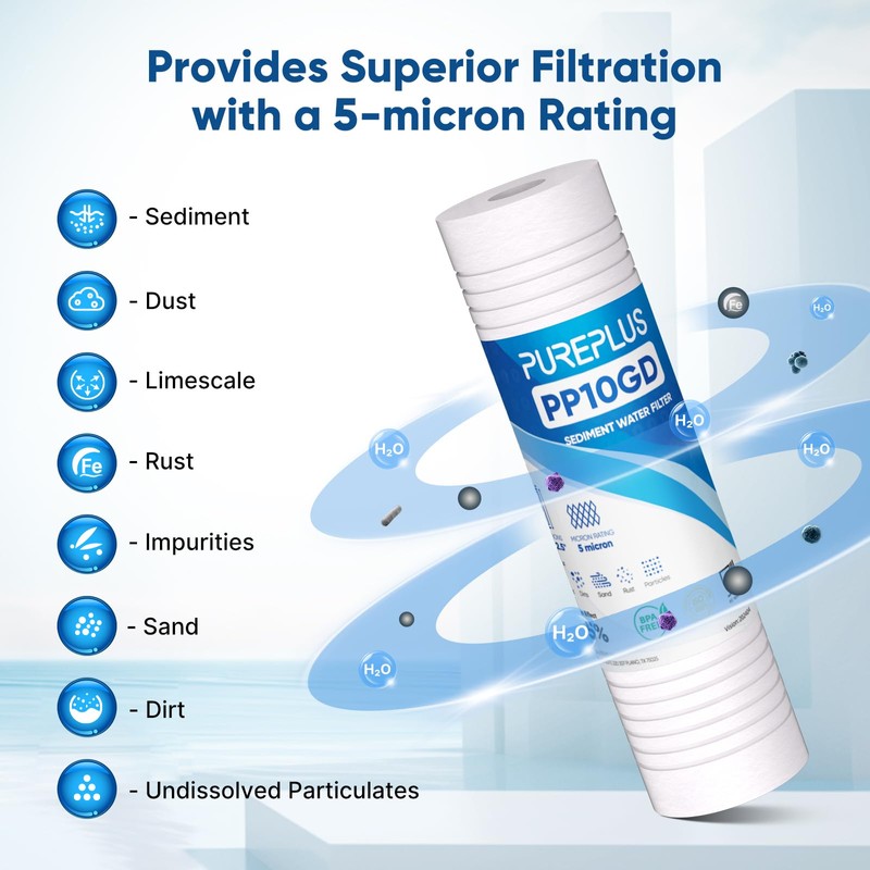 PUREPLUS 5 Micron 10" x 2.5" Whole House Sediment Home