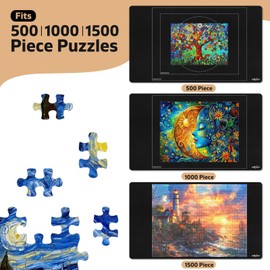 Callkroon 1500 Rubber Puzzle Mat – Create, Sort & Store with a Smooth Black Non-Slip Surface and 4 Trays for Endless Puzzle Fun