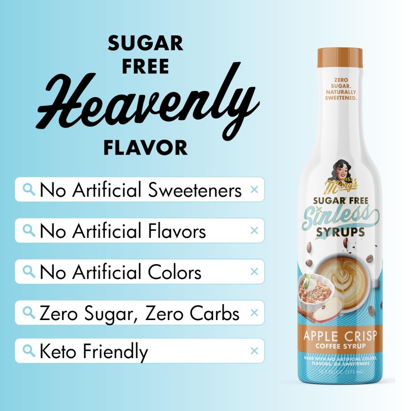 Sugar Free 3pk Apple Crisp Coffee Syrup - Stevia Based,