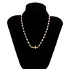 Pearl Cross Necklace Dainty Sideways Cross Necklace for Women Girls