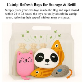 Enochainchin 2Pcs Catnip Refill Bag with 6Pcs Catnips Tea bagss, Catnipss Refresh Bags for Storage and Refills, Organic Cat nip Refillss for Catnipss Toy, Catnip Refresh Kit