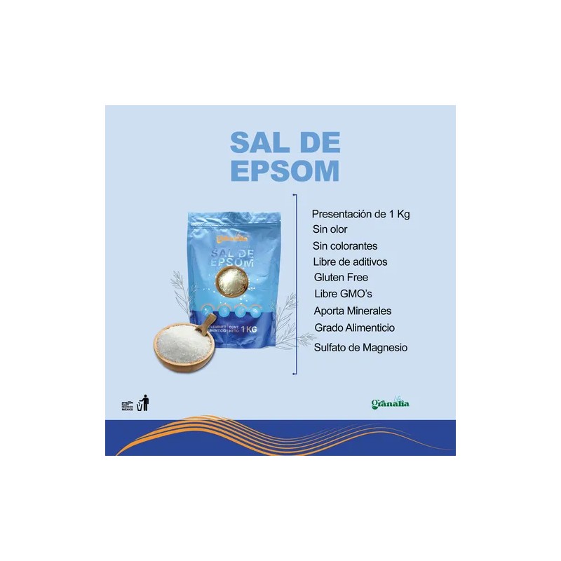 Sal De Epsom (sulfato De Magnesio) 2 Bolsas De 1