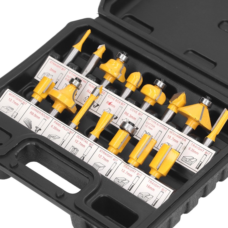 15Pcs Router Bit Straight Slotting Router Bit Cutter Tool Set