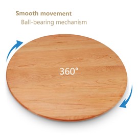 MAGIGO 27 inches Cherry Wood Lazy Susan Organizer, Solid Wooden Round Turntable, Rotating Tray for Table Top/Counter Top