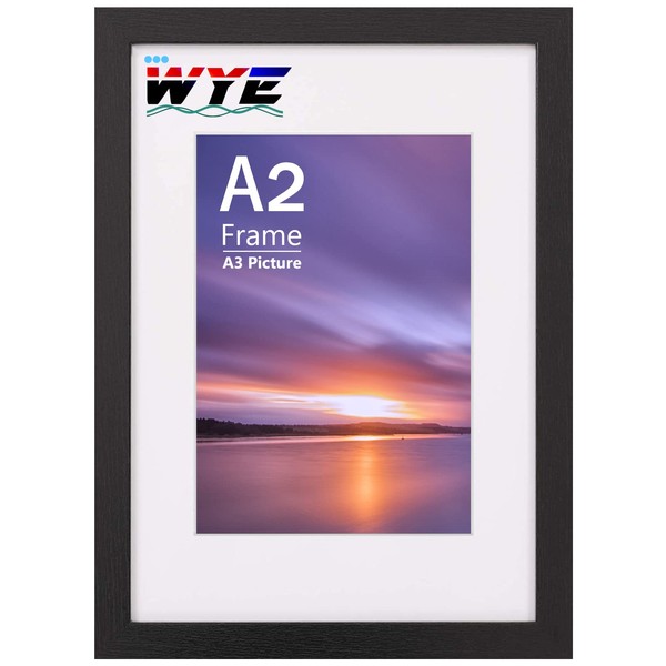 A4 Frame Wooden A4 Photo Frames with A5 Mount, A4 Picture Frames with Stand Tabletop or Wall Hanging, A4 Black Frame Poster Frame with Plexiglass Window, Black