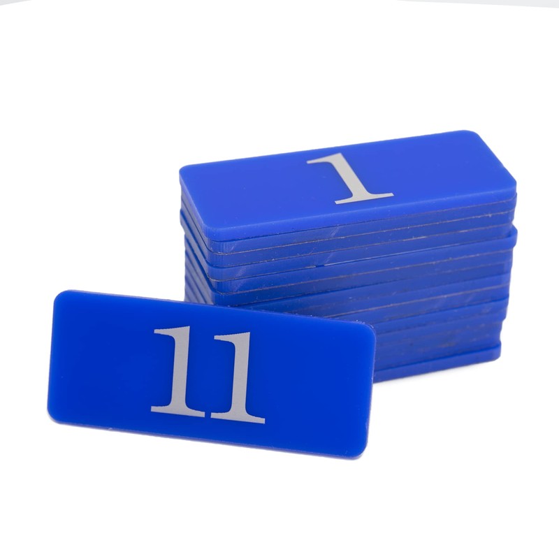 Rectangle Plastic Numbered Room Number Table Number Sticker (1-25, Blue)