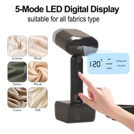 2-in-1 Handheld Garment Steamer & Iron – Dual-Mode Vertical/Horizontal Steaming | Dry & Steam Settings | 330ML Extra-Large Water Tank | 5-Mode LED Display | Wrinkle Remover for All-Fabric (Black)