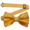 GUSLESON Mens Gold Bow Tie Pocket Square Set for Wedding