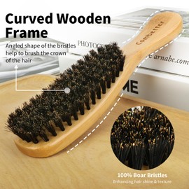 Boar Bristle Slick Back Hair Brush for Create a Sleek Frizz Free Hairstyle, Smoothing & Sleek Ponytail Bun Hairbrush with Wide 7 rows of bristle bristles for Sectioning & Parting for Women