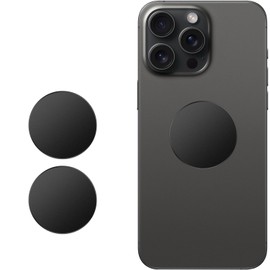 Metal Ring Plate for Phone Mount Car Holder Metal Stickers Plate Phone Magnet (Compatible with Magnetic Mounts) 1.50" Frosted Round, Black 2 Pack