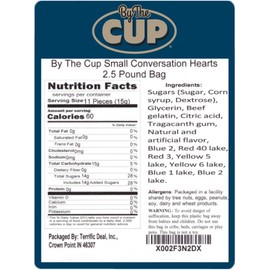 By The Cup Small Candy Conversation Hearts, 2.5 Pound Bulk Bag