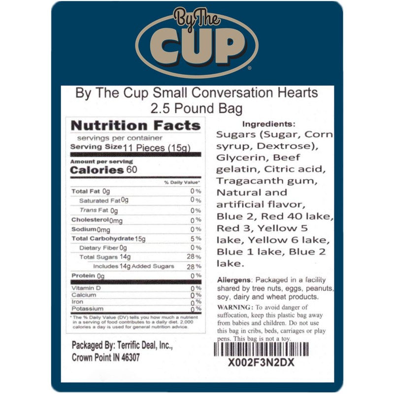 By The Cup Small Candy Conversation Hearts, 2.5 Pound Bulk