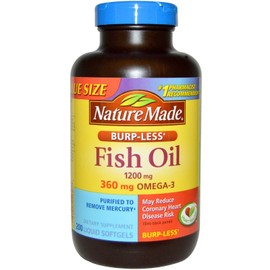 Nature Made Nature Made Burp-Less Fish Oil 1200mg, 360mg Omega-3, Liquid Softgels 200 ea (Pack of 2)
