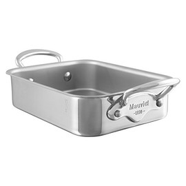 Mauviel M'Minis Stainless Steel Rectangular Roasting Pan With Stainless Steel Handles, 7 x 5-in, Made in France