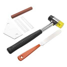 6Pcs Yootones Guitar Tool Kit Include Guitar Fret Crowning File, Double Headed Guitar Bass Fret Wire Rubber Hammer, Steel Fret Rocker, 2 Fingerboard Guards Protectors & Grinding Compatible with Guitar