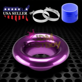 JDMBESTBOY 3.5" RED Short Ram Cold Air Intake Turbo Horn Aluminum Alloy Velocity Stack Adapter Kit with Silicone Hose