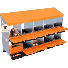Amenitlif Chicken Nesting Box,Roll Away Eggs Laying Boxes,Large Bedding for Hens Birds Duck Coop Poultry Habitat Supplies,6/8/10 Compartments,Legs/No Leg,Cleanable Pull Out Hen Roosting Boxes