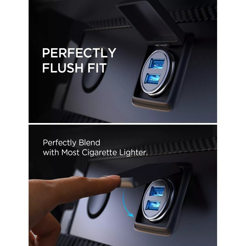 AINOPE Smallest 4.8A All Metal USB Car Charger Port, phones