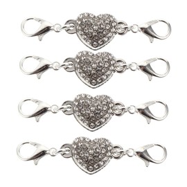 Operitacx 4pcs Heart-Shaped Diamond Buckle Necklace Extender Connector for DIY Jewelry Making