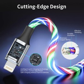 3 in 1 Light up Charging Cable Multi Charging LED Light Up Cable Type-C Charger Cord, Micro USB Cable and Lightning Fast Charging Cable Compatible with Most Smart Phones