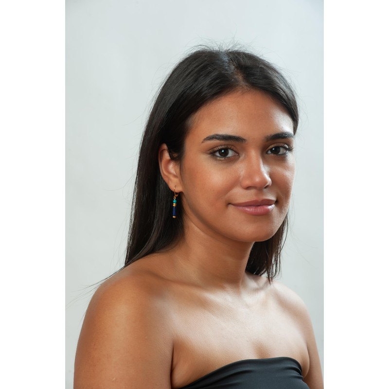 Egyptian Lapis and Turquoise Earrings