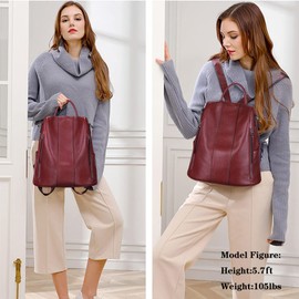 S-ZONE Leather Backpack Purses for Women Antitheft Soft Rucksack Ladies Shoulder Bag Medium