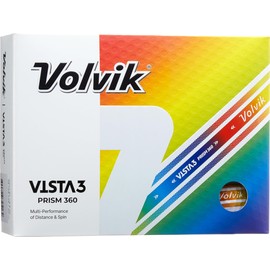 Volvik 2024 New Vista 3 Prisim Dozen (12 Balls), Premium Tour Series High Velocity Distance Balls, White