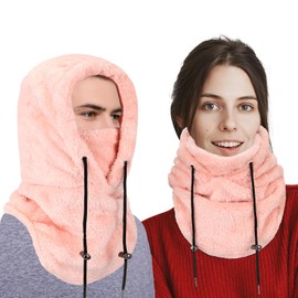 Geyoga Balaclava Winter Balaclava Ski Mask Motorcycle Mask Bicycle Adjustable Windproof Face Hood Outdoor, pink