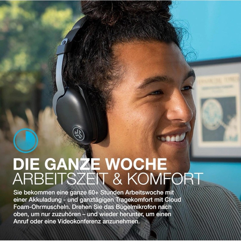 JLab JBuds Work Wireless Headset with Microphone Over Ear Computer