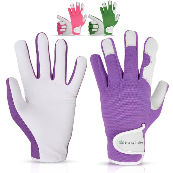NickyPicky Leather Gardening Gloves for Men and Women - Thorn