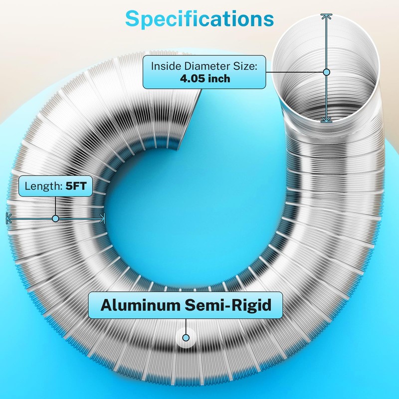 HOOMESUN 4 Inch 5FT Semi Rigid Dryer Duct, Vent Hose