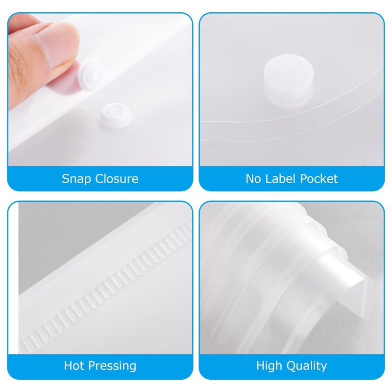 ASelected 40Pcs A5 Plastic Wallets Clear, Document Plastic Wallets, Plastic