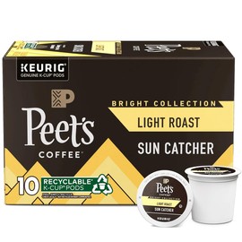 Peet's Coffee, Light Roast K-Cup Coffee Pods for Keurig Coffee Machines - Sun Catcher, 10 Count (1 Box of 10 K Cups)