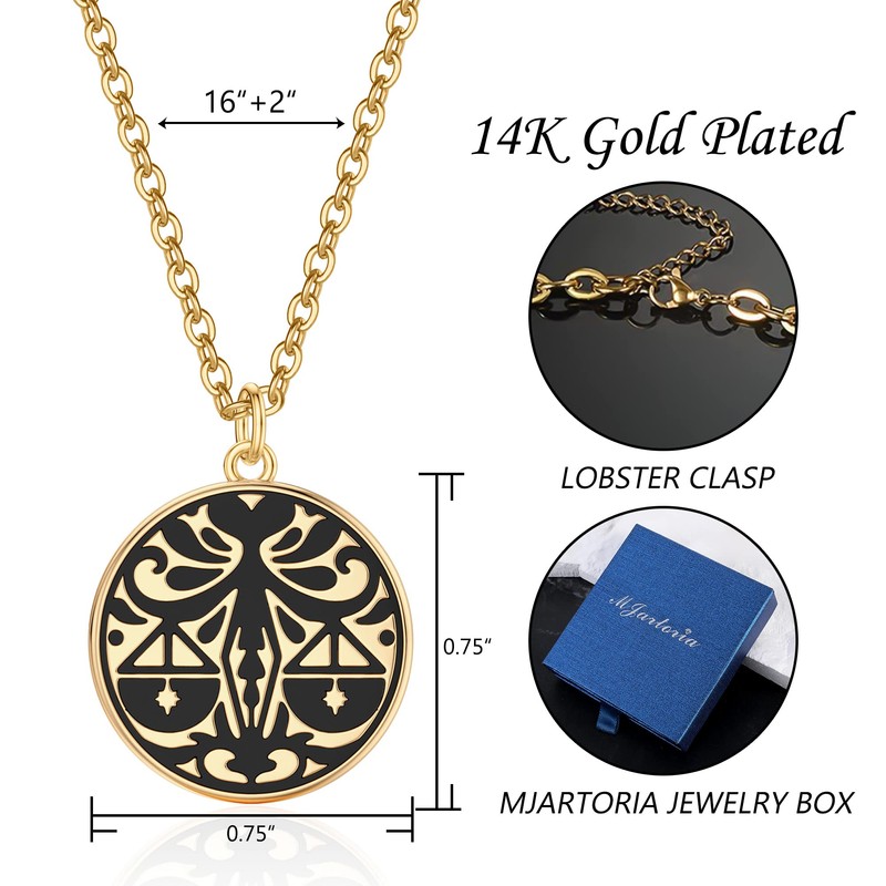 MJartoria Zodiac Necklace for Women Gold Necklace Coin Disc, 12