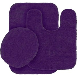 Luxurious Traditional Shaggy Chenille Bathroom Rugs Set 3 Piece Ultra Plush Soft | Non Slip Rubber Backing Extra Water Absorbent Comfortable Cozy Underfoot Feel | Durable Purple Plum Color Washable