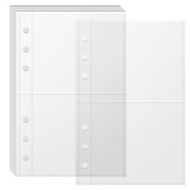 20 Sheets Clear Sticker Book Sleeves Pocket, Sticker Organizer Album Inserts for 6 Ring A6 Binder, for Organize Binder Stickers, Photos, Tickets, Cards, Cash, 2 Pocket