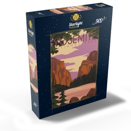 MyPuzzle Yosemite National Park Central California USA Art Deco Style Vintage Poster Illustration - Premium 500 Piece Jigsaw Puzzle for Adults