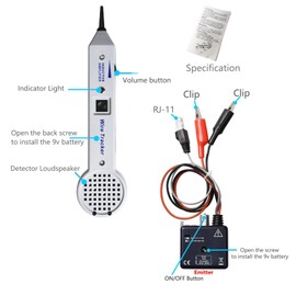 YIPINER Tone Generator Kit, Wire Tracer Circuit Tester, 200EP Professional Network Cable Tester Inductive Amplifier with Adjustable Volume