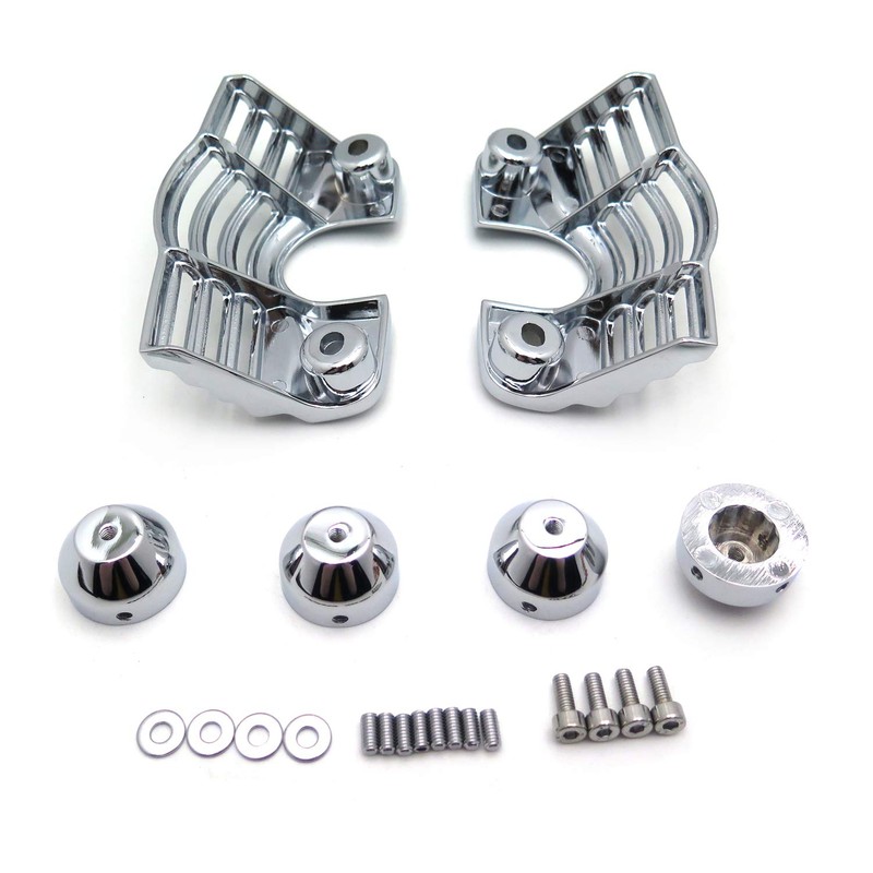 HTTMT- Chrome Slotted Finned Spark Plug Head Bolt Covers Compatible