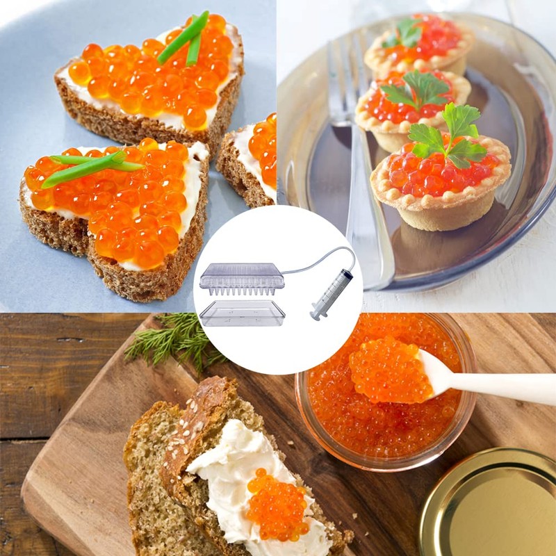 New Molecular Gastronomy Caviar Maker Kit with Caviar Spoon, 96-Hole