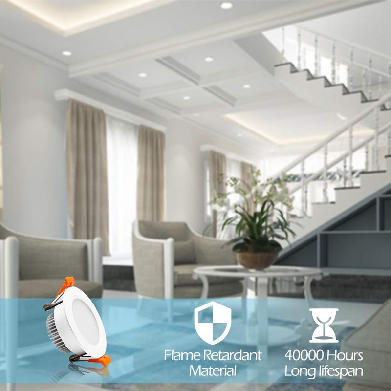 2.5 inch Dimmable LED Recessed Lighting, 110V 5W, 6000K Daylight/Pure