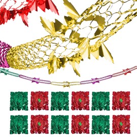 12 Pcs Christmas Ceiling Decorations,Christmas Hanging Decorations, Multi Coloured Foil Garland Festive Hanging Decorations Xmas Christmas Ceiling Garlands Festive Foil Hanging Decorations