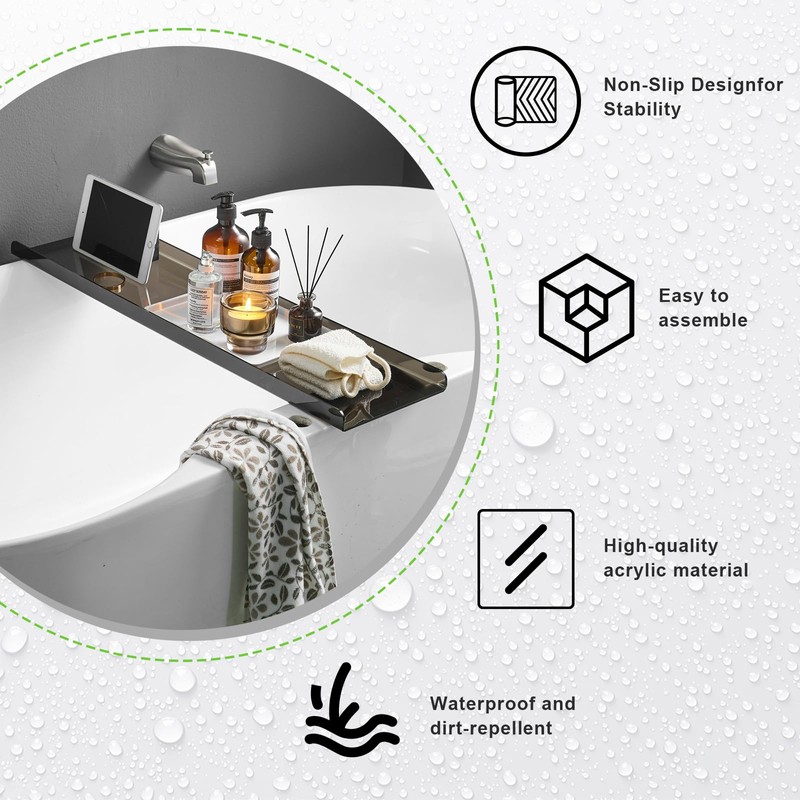Acrylic Bathtub Tray, Black Transparent Acrylic Bathtub Tray, Suitable for