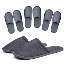 Kiuiom Spa Hotel Slippers, Guest Slippers Set, Terry Slippers 4 Pairs of Slippers Men and Women Slippers Universal Size Slippers Bath Slippers for Guests Hotels Office (Grey Fully Wrapped), gray