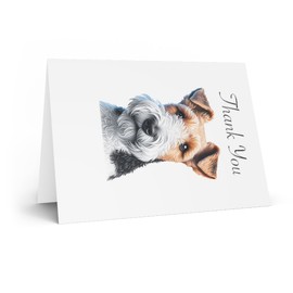 DistinctInk Greeting Card/Note Card -Wire Fox Terrier Colored Pencil Drawing Birthday - PACK of 25