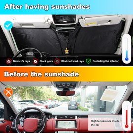 Windshield Sunshade Compatible with Land Rover Range Rover Sport 2014-2022 Foldable Front Windshield Sun Shade Protector, Block UV Rays Keep Your Car Cooler （A）